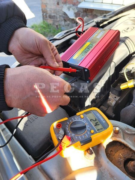 Інвертор TATALIKEN 12V 1200W (500W) модифікована синусоїда, перетворювач 12&ndash;220В, з клемами та кабелем у прикурювач 3035919777 фото