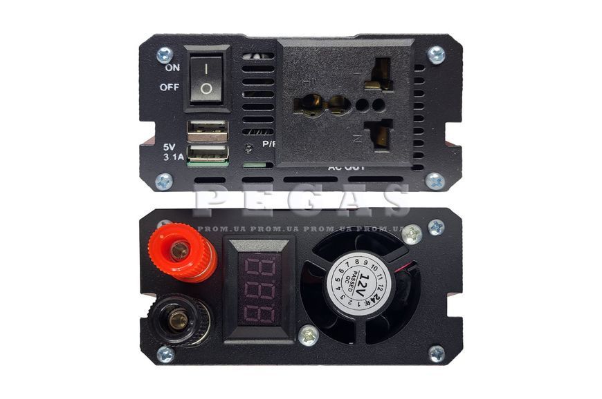 Інвертор TATALIKEN 12V 1200W (500W) модифікована синусоїда, перетворювач 12&ndash;220В, з клемами та кабелем у прикурювач 3035919777 фото