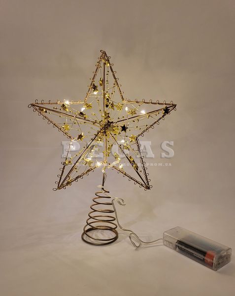 Верхушка на елку золота со звездами Led, звезда на елку со светодиодами 2437706853 фото