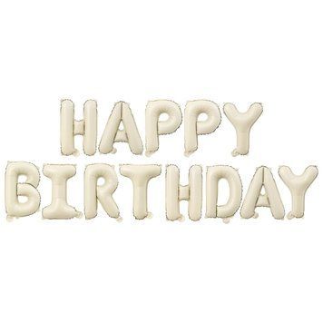 Фольгований напис Happy Birthday кремовий на день народження Напис HB фото