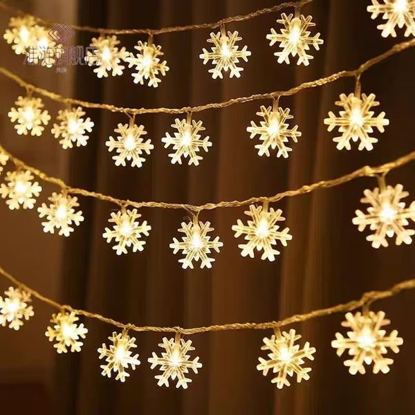 Светодиодная гирлянда Снежинка 1.5 м теплый белый на батарейках | 10 LED гирлянда с фигурками 2856803290 фото