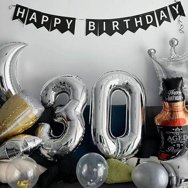 Фольгированная цифра 9 серебро 80 см, шар цифра 32 дюйма 32 дюйми фото