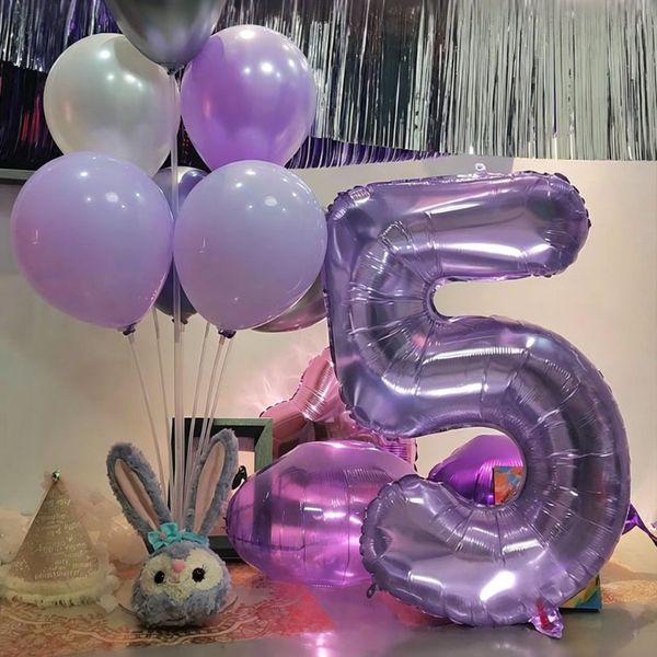 Фольгована цифра 18 фіолетова скляна 80 см, куля цифра прозора 32 дюйми 32 дюйми фото