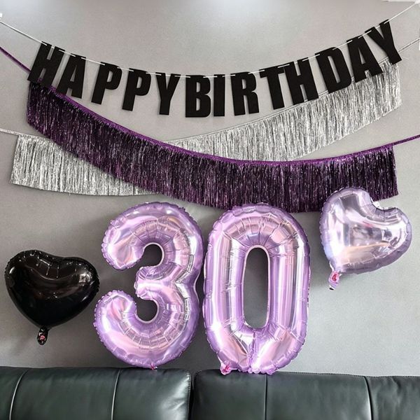 Фольгована цифра 18 фіолетова скляна 80 см, куля цифра прозора 32 дюйми 32 дюйми фото