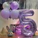 Фольгована цифра 18 фіолетова скляна 80 см, куля цифра прозора 32 дюйми 32 дюйми фото 3