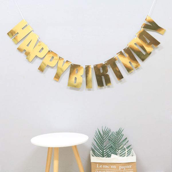 Гірлянда паперова Happy Birthday золота глянцева 2676778024 фото