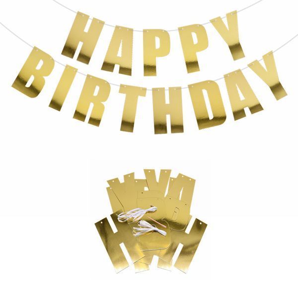 Гірлянда паперова Happy Birthday золота глянцева 2676778024 фото