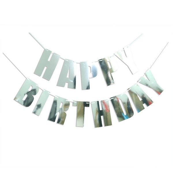 Гірлянда паперова Happy Birthday срібна глянцева 2676792810 фото