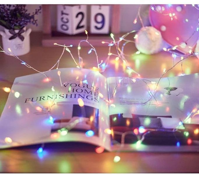 Гірлянда Гілочка з крапель роси кольорова 6 м 200 LED USB з пультом, роса-мішура 6 м, гірлянда феєрверк 3000133969 фото