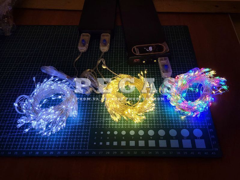 Гірлянда Гілочка з крапель роси кольорова 6 м 200 LED USB з пультом, роса-мішура 6 м, гірлянда феєрверк 3000133969 фото