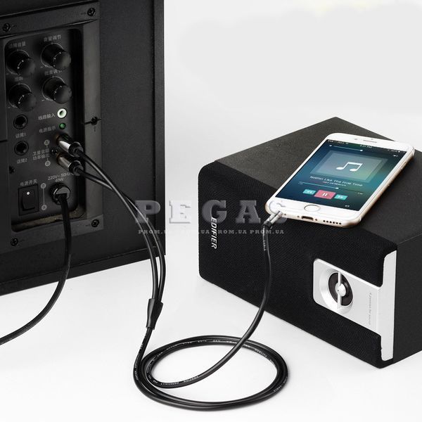 Кабель AUX 3.5 mm M - 2xRCA M, 1,5 м, Black (BCFBF) Vention 1,5 м фото