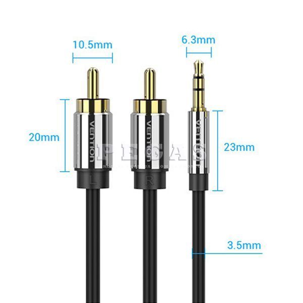 Кабель AUX 3.5 mm M - 2xRCA M, 1 м, Black (BCFBF) Vention 1 м фото