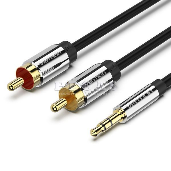 Кабель AUX 3.5 mm M - 2xRCA M, 1 м, Black (BCFBF) Vention 1 м фото