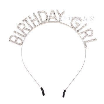 Обруч Birthday Girl серебро, праздничный обруч на день рождения Обруч Birthday Girl фото