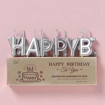 Свічки Happy Birthday срібло HВ фото