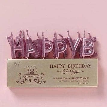 Свічки Happy Birthday рожевий HВ фото