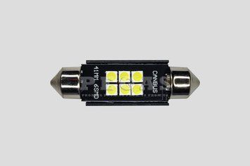Светодиодная лампа T11 41мм canbus StarLight 6 диодов SMD 3030 12-24V S8.5 WHITE АС 12-24В LED 6SMD 41 мм фото