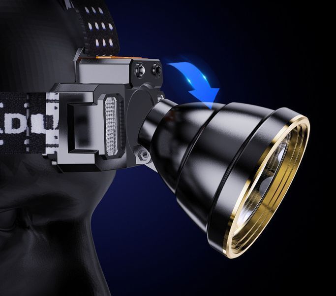 Ліхтар налобний світлодіодний F-T055 з дальнім променем LED + COB, USB-C, акумулятор 18650, для риболовлі та велосипеда F-Т055 фото