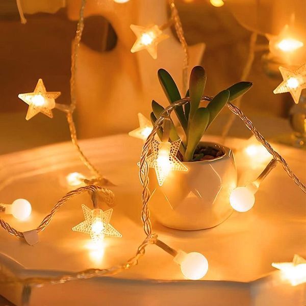 Світлодіодна гірлянда Зірки та кульки 1,5 м теплий білий USB | 10 LED гірлянда з фігурками 2426809975 фото