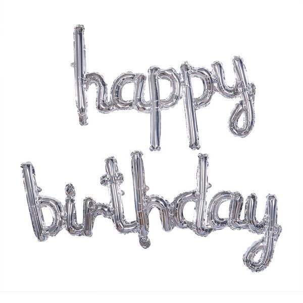 Фольгированная надпись Happy birthday серебро прописью 1876163677 фото