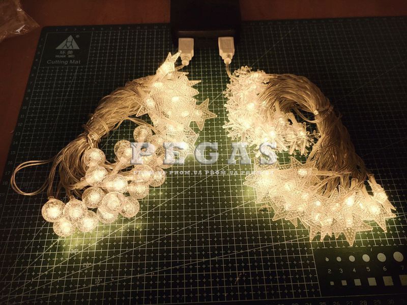 Світлодіодна гірлянда Зірки та кульки 3 м теплий білий USB | 20 LED гірлянда з фігурками 2855999781 фото