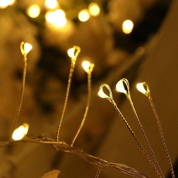 Гирлянда Веточка из капель росы теплый белый 9 м 300 LED USB с пультом, роса-мишура 9 м, гирлянда фейерверк 3000145078 фото