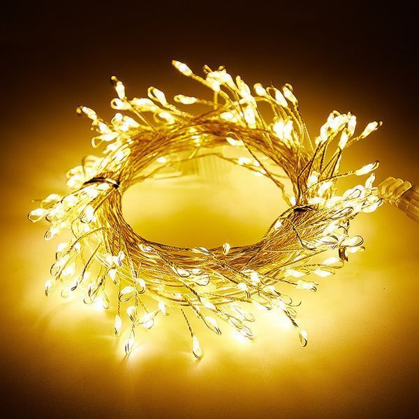 Гирлянда Веточка из капель росы теплый белый 9 м 300 LED USB с пультом, роса-мишура 9 м, гирлянда фейерверк 3000145078 фото